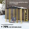 Cobertizo de Jardín Exterior 4,4 m² 240x206x198 cm con Base Puerta Corredera y Cerradura Armario para Jardín Teca - Ogal.Es