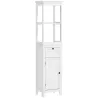 Mueble de Baño con Cajón Puerta Estante Ajustable y 2 Compartimientos Armario de Baño Moderno 40x30x165 cm Blanco - Ogal.Es
