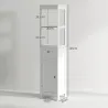 Mueble de Baño con Cajón Puerta Estante Ajustable y 2 Compartimientos Armario de Baño Moderno 40x30x165 cm Blanco - Ogal.Es