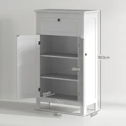 Mueble de Baño Columna de Baño con Cajón 2 Puertas y Estantes Ajustables Armario de Baño Moderno 60x30x102,5 cm ... - Ogal.Es