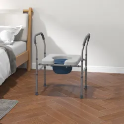 Silla con Inodoro de Aluminio Silla de Ducha con Altura Ajustable y Almohadillas Antideslizantes Carga 136 kg Gris - Ogal.Es