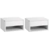 Juego de 2 Mesitas de Noche Colgantes Mesillas de Noche con Cajón para Dormitorio 37x32x21 cm Blanco - Ogal.Es