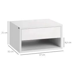 Juego de 2 Mesitas de Noche Colgantes Mesillas de Noche con Cajón para Dormitorio 37x32x21 cm Blanco - Ogal.Es