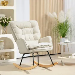 Silla Mecedora con Patas de Madera de Haya y Reposabrazos Mecedora para Lactancia Carga 120 kg para Dormitorio B... - Ogal.Es