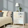 Cómoda para Dormitorio Bohemio con 2 Cajones 3 Compartimentos Diseño Anti-vuelco 68x34x80 cm Blanco - Ogal.Es