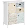 Cómoda para Dormitorio Bohemio con 2 Cajones 3 Compartimentos Diseño Anti-vuelco 68x34x80 cm Blanco - Ogal.Es