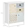 Cómoda para Dormitorio Bohemio con 2 Cajones 3 Compartimentos Diseño Anti-vuelco 68x34x80 cm Blanco - Ogal.Es