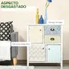 Cómoda para Dormitorio Bohemio con 2 Cajones 3 Compartimentos Diseño Anti-vuelco 68x34x80 cm Blanco - Ogal.Es