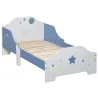 Cama para Niños de +3 Años 143x74x59 cm Cama Infantil de Madera con Estampado con Estrellas Carga 50 kg Azul y B... - Ogal.Es