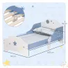 Cama para Niños de +3 Años 143x74x59 cm Cama Infantil de Madera con Estampado con Estrellas Carga 50 kg Azul y B... - Ogal.Es