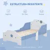 Cama para Niños de +3 Años 143x74x59 cm Cama Infantil de Madera con Estampado con Estrellas Carga 50 kg Azul y B... - Ogal.Es