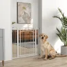 Puerta para Perros con Ancho Ajustable 76-104 cm Barrera de Seguridad con 2 Extensiones y Doble Bloqueo Blanco - Ogal.Es