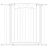 Puerta para Perros con Ancho Ajustable 76-104 cm Barrera de Seguridad con 2 Extensiones y Doble Bloqueo Blanco - Ogal.Es