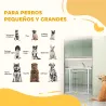 Puerta para Perros con Ancho Ajustable 76-104 cm Barrera de Seguridad con 2 Extensiones y Doble Bloqueo Blanco - Ogal.Es