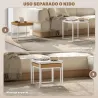Mesas Nidos de 2 Piezas con Marco de Acero Mesas de Centro Pequeñas para Dormitorio Blanco y Roble - Ogal.Es