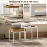 Mesas Nidos de 2 Piezas con Marco de Acero Mesas de Centro Pequeñas para Dormitorio Blanco y Roble - Ogal.Es