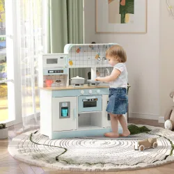 Cocinita Infantil con Sonido Fogón Grifo Fregadero Microondas Cafetera Máquina de Hielo y Accesorios de Cocina B... - Ogal.Es