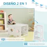 Torre de Aprendizaje 2 en 1 Convertible en Mesa y Silla con Barra de Seguridad 60x44,5x86 cm Blanco - Ogal.Es