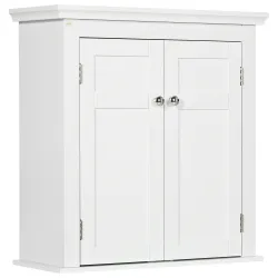 Mueble de Baño Colgar con Estantes Ajustables y Puertas con Cierre Magnético Armario de Pared 58x24x60 cm Blanco - Ogal.Es