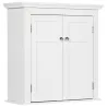 Mueble de Baño Colgar con Estantes Ajustables y Puertas con Cierre Magnético Armario de Pared 58x24x60 cm Blanco - Ogal.Es