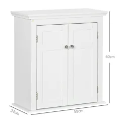 Mueble de Baño Colgar con Estantes Ajustables y Puertas con Cierre Magnético Armario de Pared 58x24x60 cm Blanco - Ogal.Es