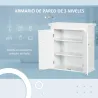Mueble de Baño Colgar con Estantes Ajustables y Puertas con Cierre Magnético Armario de Pared 58x24x60 cm Blanco - Ogal.Es