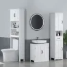 Mueble sobre Inodoro con 2 Puertas Estantes Abiertos y Estante Ajustable Mueble para Baño 66x23x178 cm Blanco - Ogal.Es