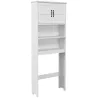 Mueble sobre Inodoro con 2 Puertas Estantes Abiertos y Estante Ajustable Mueble para Baño 66x23x178 cm Blanco - Ogal.Es
