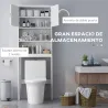 Mueble sobre Inodoro con 2 Puertas Estantes Abiertos y Estante Ajustable Mueble para Baño 66x23x178 cm Blanco - Ogal.Es