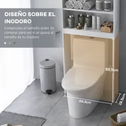 Mueble sobre Inodoro con 2 Puertas Estantes Abiertos y Estante Ajustable Mueble para Baño 66x23x178 cm Blanco - Ogal.Es