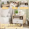 Mesita de Noche para Niños de +3 Años con Cajón y Bordes Redondeados para Dormitorio Roble y Blanco - Ogal.Es