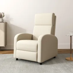 Sillón Relax Reclinable hasta 160° Sofá Reclinable Moderno con Reposapiés Soporta hasta 120 kg 64x86x102 cm Crema - Ogal.Es