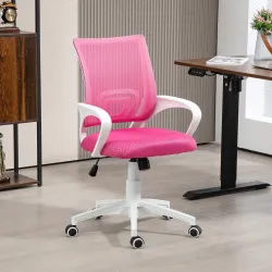 Silla de Escritorio de Malla Giratoria con Altura Ajustable Función de Basculante y Reposabrazos Carga 120 kg Rosa - Ogal.Es