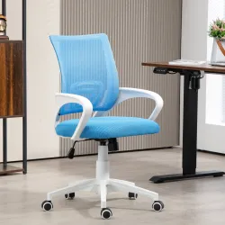 Silla de Escritorio de Malla Giratoria con Altura Ajustable Función de Basculante y Reposabrazos Carga 120 kg Az... - Ogal.Es