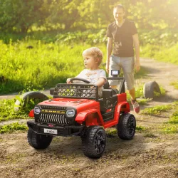 Coche Eléctrico para Niños con Batería 12V Mando a Distancia Velocidad Ajustable USB Faros Bocina Rojo - Ogal.Es