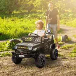 Coche Eléctrico para Niños con Batería 12V Mando a Distancia Velocidad Ajustable USB Faros Bocina Negro - Ogal.Es
