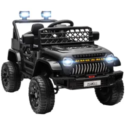 Coche Eléctrico para Niños con Batería 12V Mando a Distancia Velocidad Ajustable USB Faros Bocina Negro - Ogal.Es