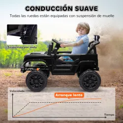 Coche Eléctrico para Niños con Batería 12V Mando a Distancia Velocidad Ajustable USB Faros Bocina Negro - Ogal.Es
