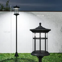 2 Luces Solares Exterior con Panel Solar Encendido Automático y Marco de Acero Inoxidable Impermeable IP44 Negro - Ogal.Es