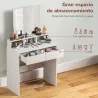 Mesa de Maquillaje con Espejo 2 Cajones 3 Compartimentos Tocador para Dormitorio 75x38x135 cm Blanco - Ogal.Es