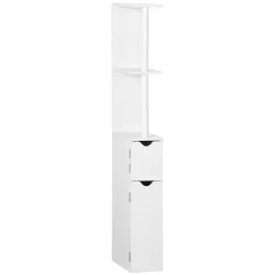 Mueble de Baño con Puertas y Estantes Abiertos Armario de Baño Estilo Moderno 15,2x29,8x118 cm Blanco - Ogal.Es