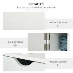 Mueble de Baño con Puertas y Estantes Abiertos Armario de Baño Estilo Moderno 15,2x29,8x118 cm Blanco - Ogal.Es