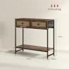 Mesa Consola con Estante Abierto y 2 Cajones Frontales de Ratán Consola para Recibidor 80x30x75 cm Marrón Rústico - Ogal.Es