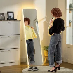 Espejo de Cuerpo Entero con Luz LED 150x40 cm con Iluminación de 3 Colores Función de Memoria Transparente - Ogal.Es