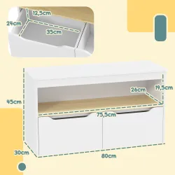 Estantería para Juguetes Infantil con 2 Cajones y Compartimento para Salón Dormitorio Sala de Juegos 80x30x45 cm... - Ogal.Es