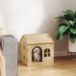 Caseta para Perros Interior con Ventana Diseño de Garra Hueca Casita para Perros y Gatos 49,5x41x51 cm Roble - Ogal.Es