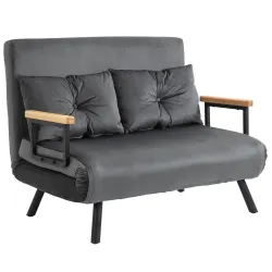 Sofá Cama Convertible 4 en 1 Sillón Cama 2 Plazas Plegable Respaldo Ajustable de 5 Niveles Almohadas 102x73x81cm... - Ogal.Es