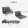 Sofá Cama Convertible 4 en 1 Sillón Cama 2 Plazas Plegable Respaldo Ajustable de 5 Niveles Almohadas 102x73x81cm... - Ogal.Es