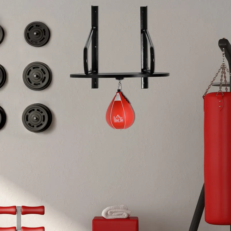 Pera de Boxeo con Soporte de Pared Giratorio para Practicar Técnica y Reflejos 60x73x80 cm Negro y Rojo - Ogal.Es