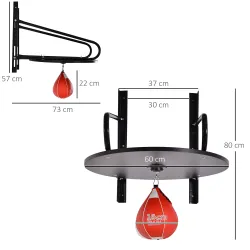 Pera de Boxeo con Soporte de Pared Giratorio para Practicar Técnica y Reflejos 60x73x80 cm Negro y Rojo - Ogal.Es